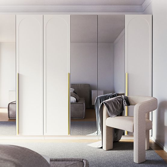 Neroli szekrényajtó, 45,6 cm, íves betét, fehér, bal