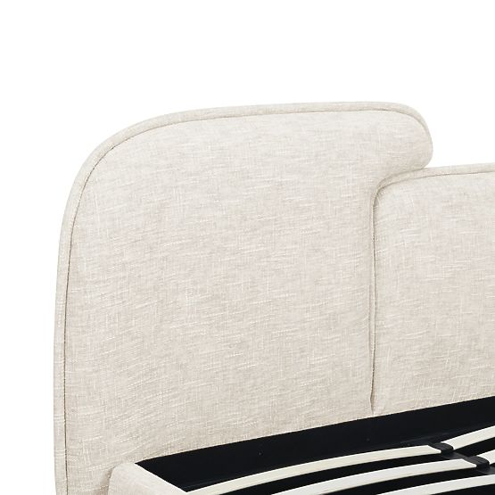 Nestia kárpitozott ágy 160x200 cm, ráccsal és tárolóval, világos bézs, lekerekített