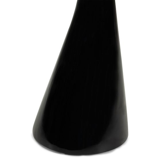 Oldalsó asztal üveglappal Muun 45 cm, fekete, fényes, lekerekített formák