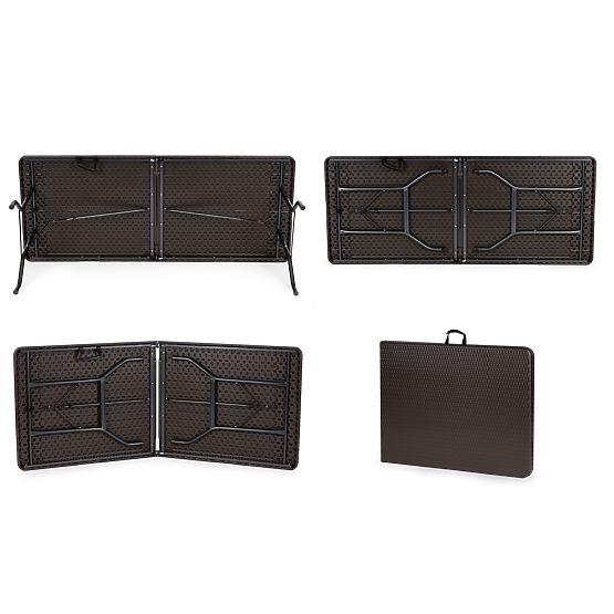 Összecsukható catering kerti bankettasztal 180 cm rattan ModernHome