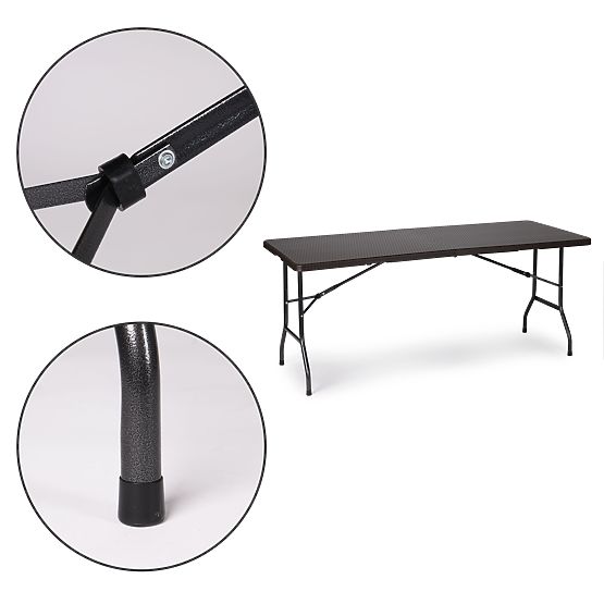 Összecsukható catering kerti bankettasztal 180 cm rattan ModernHome