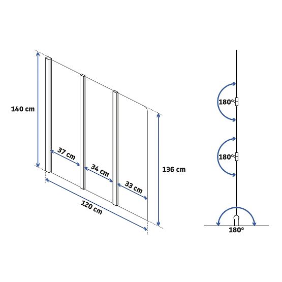 Összecsukható kádparaván Rea Agat-3 120 ARANY KEFÉLT