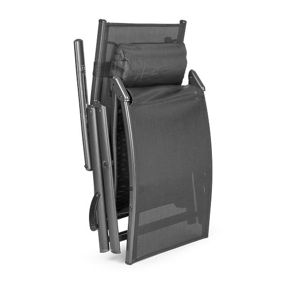 Összecsukható kerti strandnyugágy állítható háttámlával, acél szerkezet, szürke MultiGarden