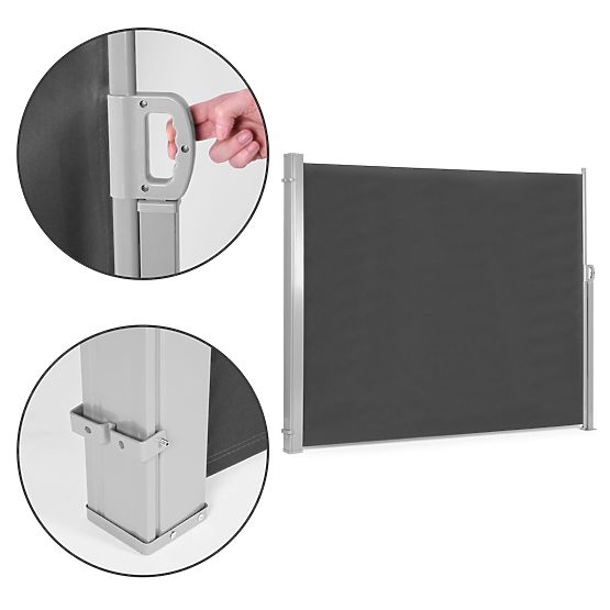 Összecsukható napellenző 300x180 cm oldalsó roló paraván kertbe teraszra antracit