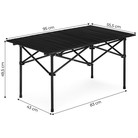 Összecsukható túraasztal 95x55 cm kempingezéshez táskával fekete MultiGarden