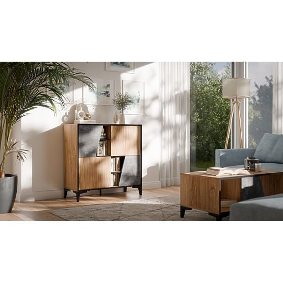 OVO polc 4D sötét beton/ ősi tölgy