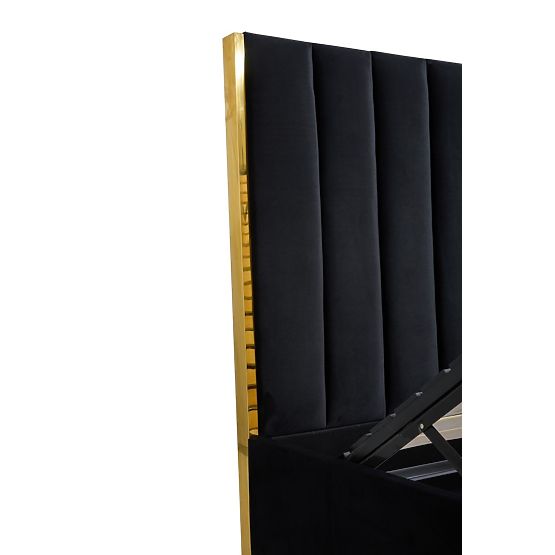 Kárpitozott ágy magas fejtámlával PALLAZO fekete - 160x200 cm
