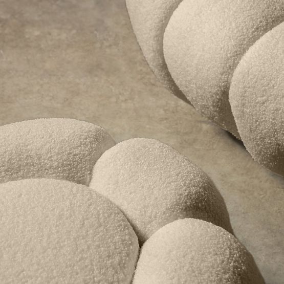 Perugia puff, bézs, bouclé, lekerekített formák