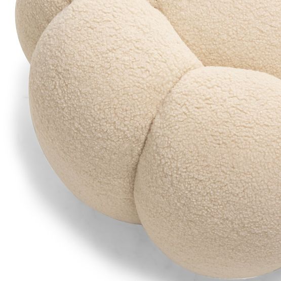 Perugia puff, bézs, bouclé, lekerekített formák