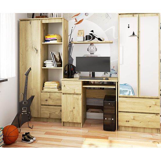 Piksel bal oldali számítógépasztal 90 cm - artisan tölgy