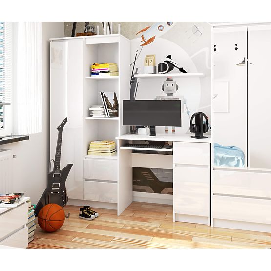 PIKSEL PK JOBB FEHÉR FÉNYES SZÁMÍTÓGÉPASZTAL