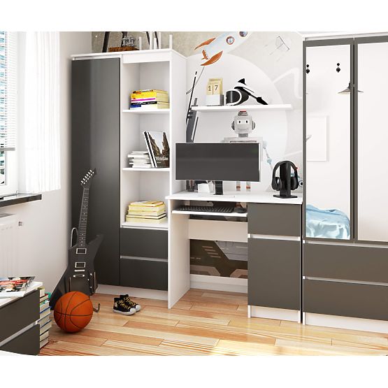 PIKSEL PK SZÁMÍTÓGÉPASZTAL FEHÉR/SZÜRKE - JOBB