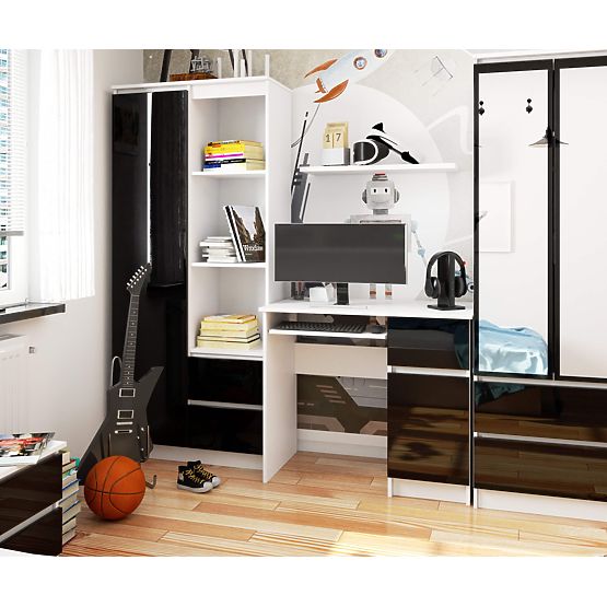 PIKSEL PK SZÁMÍTÓGÉPASZTAL FEKETE FÉNYES JOBBOS