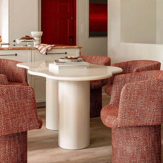 Pinar étkezőasztal 180 cm, szürke-bézs, lekerekített formák