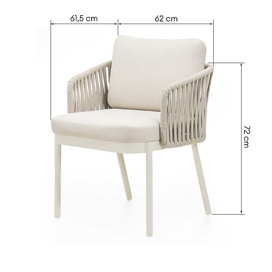 Porticato kerti szék zsinórfonattal, világos bézs