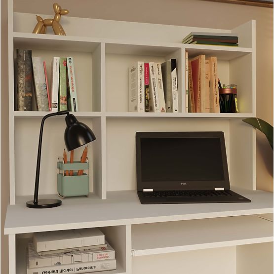 PORTO Íróasztal Jobb Oldali Fehér Matt Fiókkal és Polccal Irodába Szobába