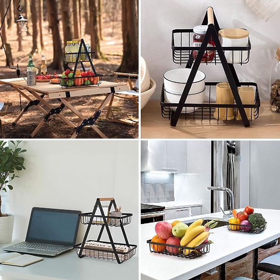 PULOS 2 szintes fekete gyümölcskosár