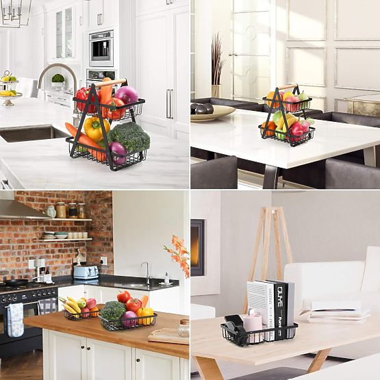 PULOS 2 szintes fekete gyümölcskosár