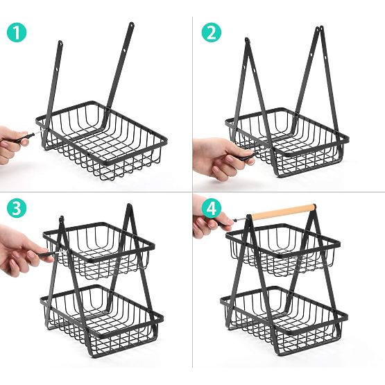 PULOS 2 szintes fekete gyümölcskosár