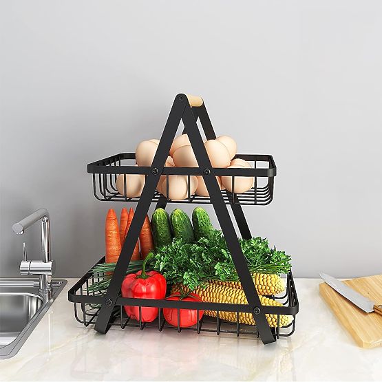 PULOS 2 szintes fekete gyümölcskosár