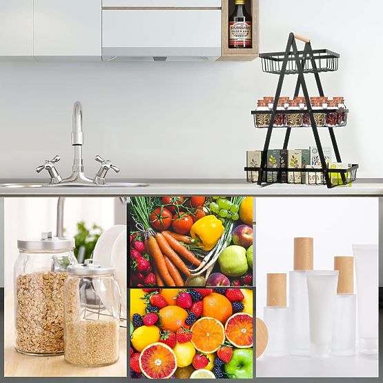 PULOS 3 szintes fekete gyümölcskosár