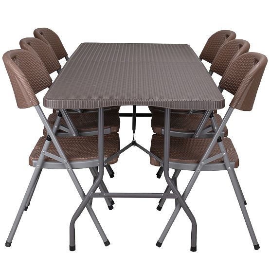 RATTAN catering készlet 180 cm-es asztal + 6 szék
