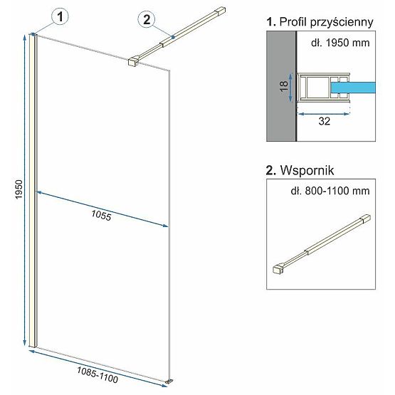Rea Aero Ombre Zuhanyfal Arany Szálcsiszolt/Fehér 110
