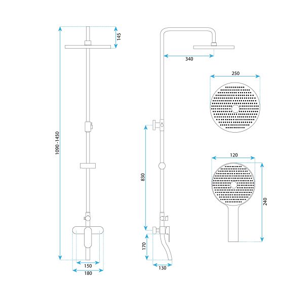Rea DROP Zuhanykészlet Arany Kefe