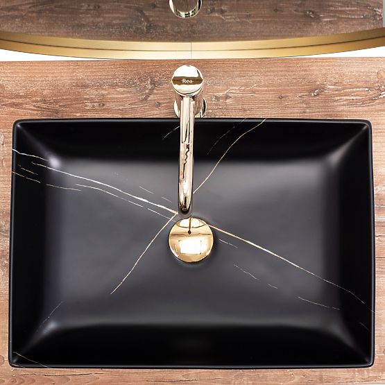 REA Inga Black Marble Mat Bútor Mosdó