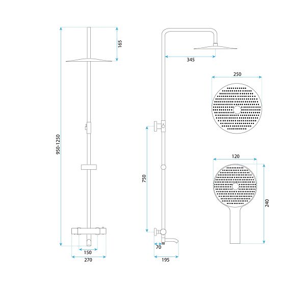 Rea Lungo Diamond Arany Zuhanykészlet Termosztáttal
