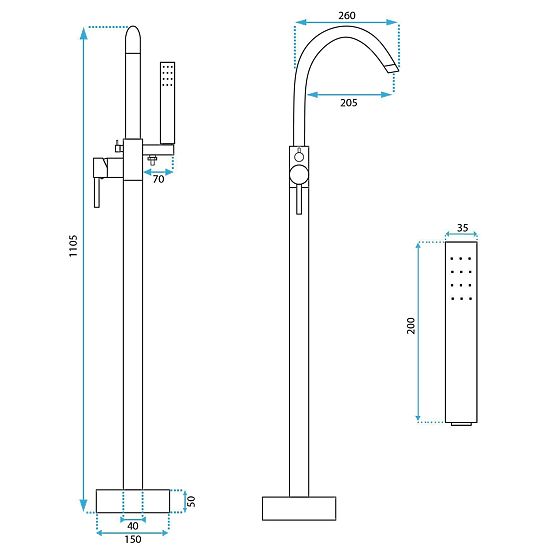 Rea Lungo Titan padlós fürdőkád csaptelep