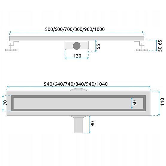 REA NEOX PRO Vonalelvezető Csiszolt acél 50