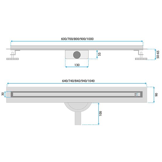 REA NEOX SLIM PRO vonalmenti lefolyó kefe réz 70