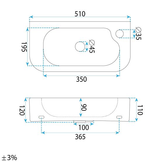 Rea Odetta bútor-/fali mosdó