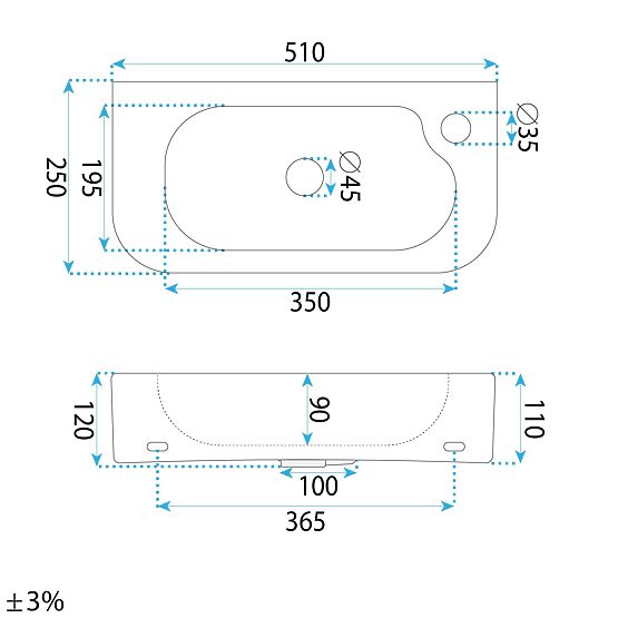 Rea Odetta bútor-/fali mosdó
