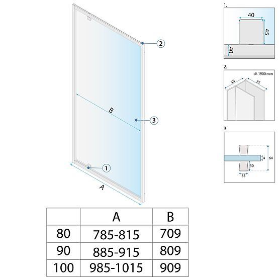 Rea Primo Swing 100 Króm Zuhanyajtó
