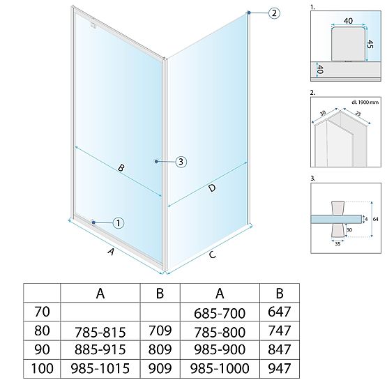 Rea Primo Swing Zuhanykabin 90x70 Króm