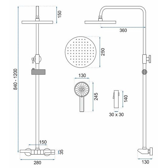 REA Savio zuhanykészlet LED kijelzővel Fekete