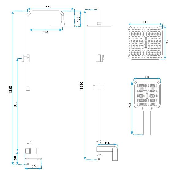 REA STORM ARANY KEFÉLT ZUHANYKÉSZLET