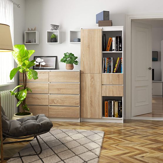 REGÁL R15 R80 1D 2SZ CLP PK FEHÉR / SONOMA