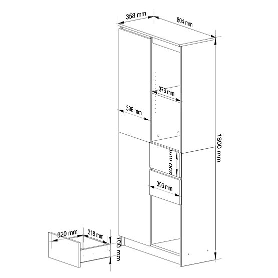 REGÁL R15 R80 1D 2SZ CLP PK FEHÉR / SZÜRKE