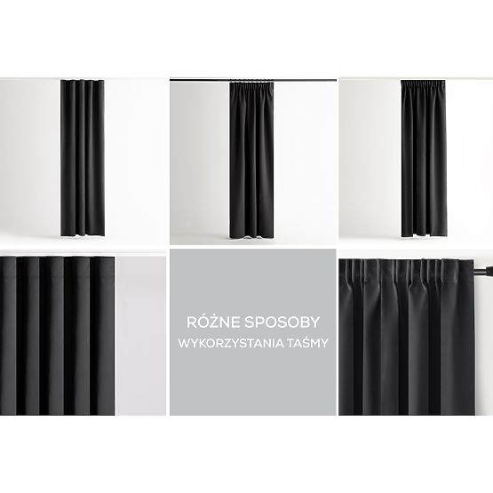 RESTILO BLACKOUT függöny fekete sál klasszikus stílus szalag anyag blackout 140x245
