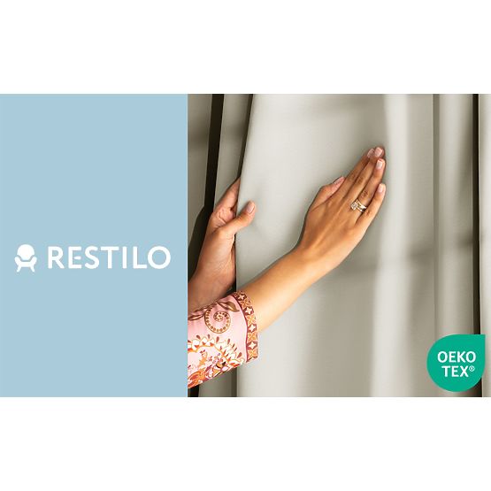 RESTILO BLACKOUT függöny krémszínű, klasszikus stílus, ezüst ringlik, anyag bl