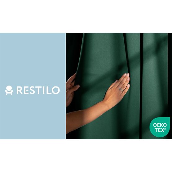 RESTILO BLACKOUT függöny palackzöld színben, klasszikus stílus, multifunkciós szalag, black anyag