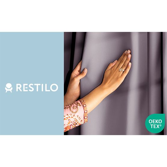 RESTILO BLACKOUT függöny púderrózsaszín, húzóöv, klasszikus stílus, ezüst ringlik