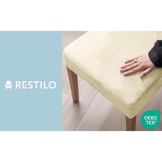 RESTILO SENTO krémszínű sima klasszikus stílusú székhuzat