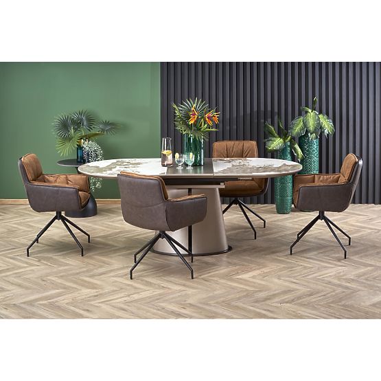 ROBINSON kihúzható asztal, bézs márvány / cappuccino / fekete (3p=1ks)