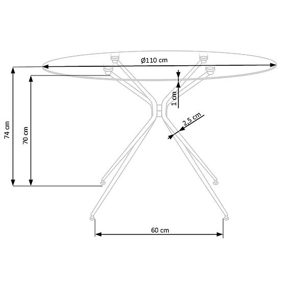 RONDO asztal, lap - színtelen, lábak - arany (2p=1db)