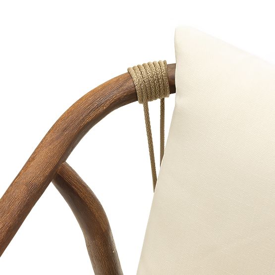 Rovigo kerti garnitúra 220 cm-es kőlapos asztallal és 6 fonott kötéllel ellátott székkel, sötét fa