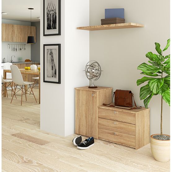 S16 cipőtartó komóddal, 3 lenyíló ajtó - sonoma tölgy